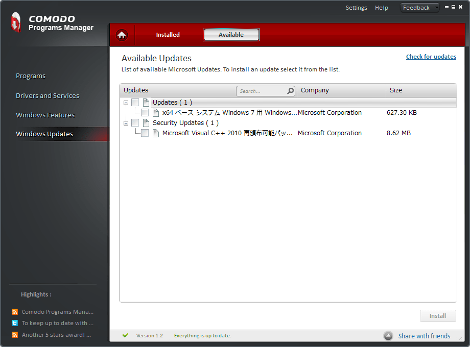 Comodo Programs Manager